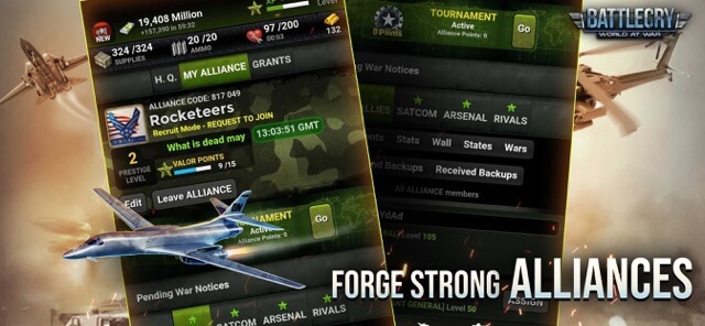 Thành lập liên minh mạnh mẽ của bạn và cùng nhau chiến đấu trong BattleCry: World War Game