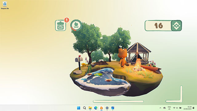 Gõ phím và click chuột để chú cáo tự động kiếm củi, nhóm lửa và nướng kẹo dẻo