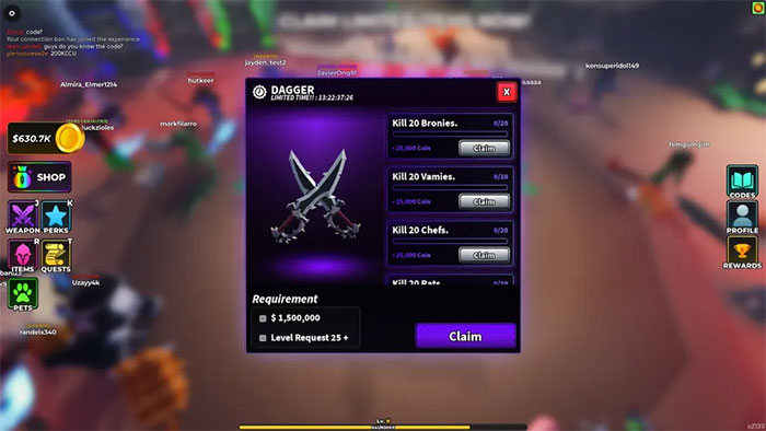 Dagger trong Hunty Zombie