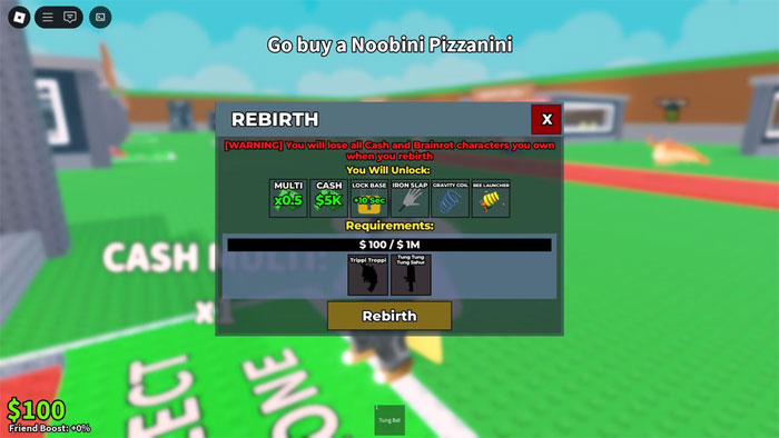 Rebirth giúp tăng tốc độ kiếm tiền trong Steal a Brainrot