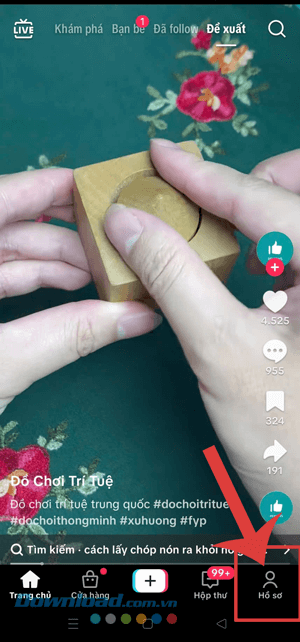 Ấn vào biểu tượng tài khoản