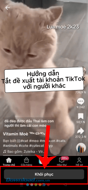 Ấn vào nút Khôi phục