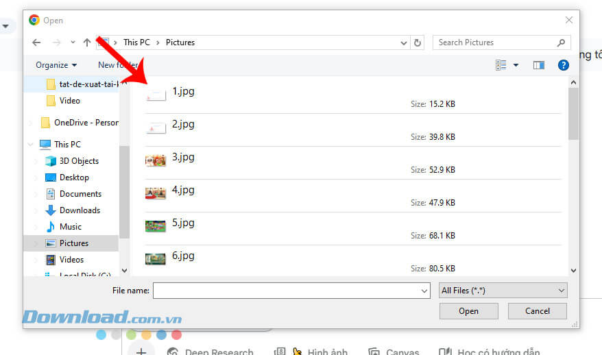 Lựa chọn một hình ảnh bất kỳ 