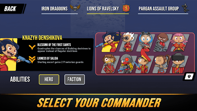 Chọn tướng của bạn để bắt đầu cuộc chiến phòng thủ trong game Tower Dominion