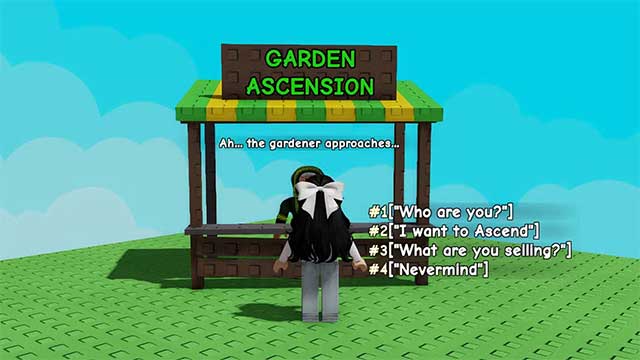 Đến gặp NPC Garden Coin Keeper và chọn “I want to Ascend"