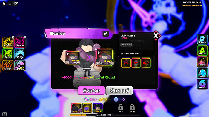 Divine Stone là nguyên liệu quan trọng để tiến hóa đơn vị trong Anime Crusaders