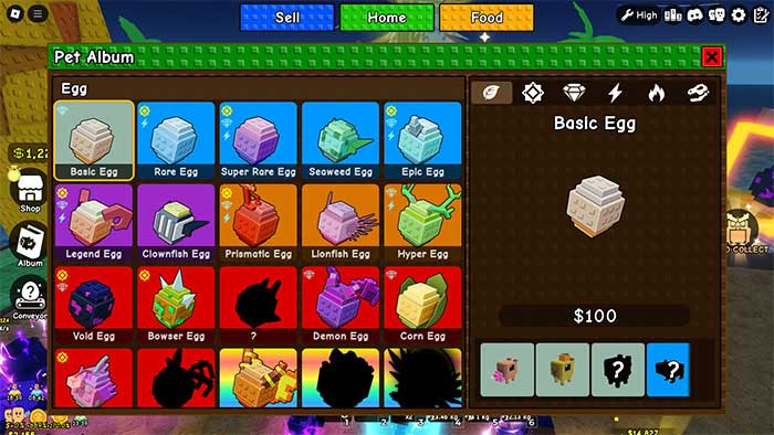 Các loại trứng thú cưng trong Build A Zoo