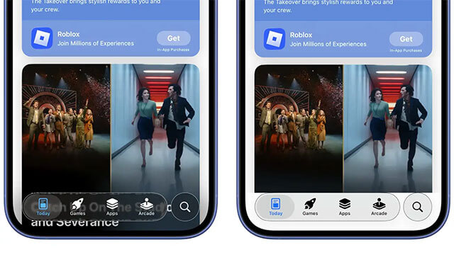 Đây là sự khác biệt giao diện khi bật và tắt hiệu ứng Liquid Glass