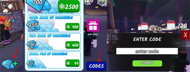 Các bước nhập code trong 99 Nights in the Forest