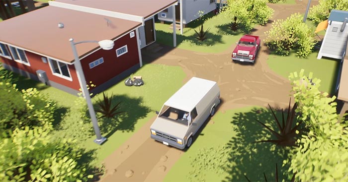 Courier BayDemoGame lái xe giao hàng trong thành phố ấm cúng