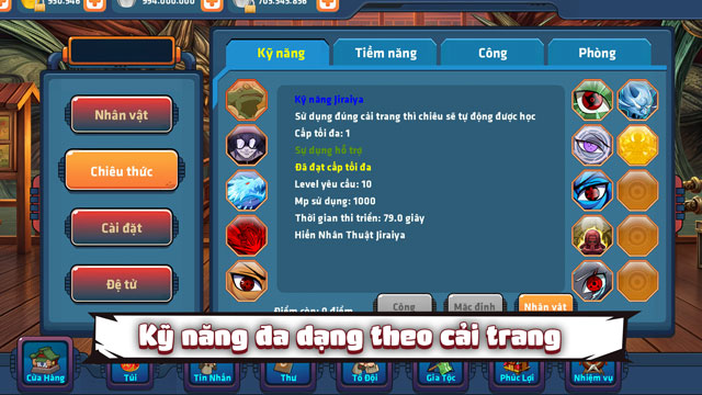 Kỹ năng đa dạng theo cải trang