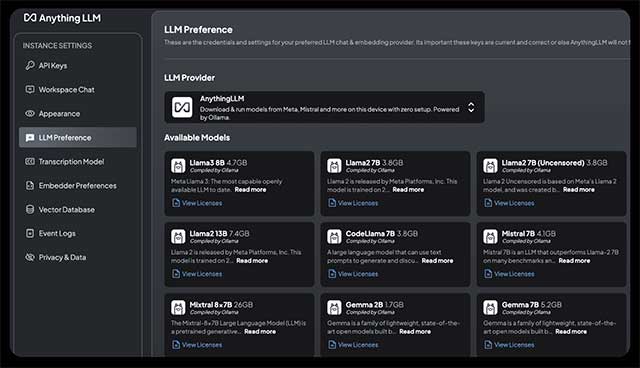 Bạn có thể chuyển đổi mô hình bất kỳ lúc nào trong phần Cài đặt