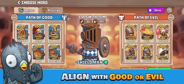 16 nhân vật, 2 phe phái, mỗi nhân vật sở hữu kỹ năng và phong cách chiến đấu riêng