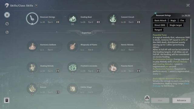 Mỗi vai trò chính và nhánh có hệ thống skill và talent riêng biệt