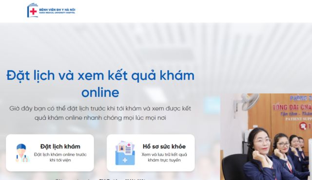 Giao diện trang chủ của Bệnh viện Đại học Y Hà Nội