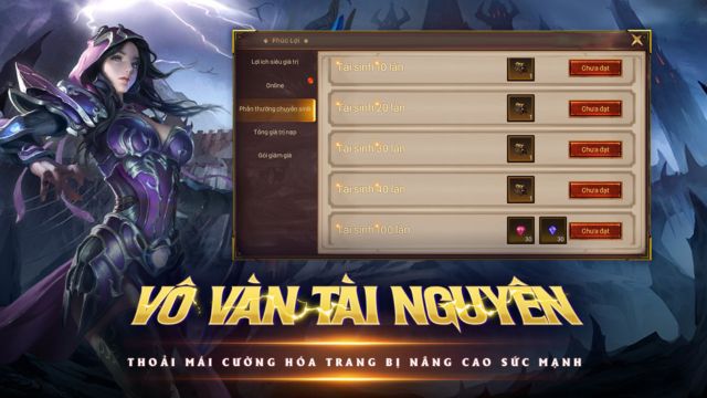 Vô vàn tài nguyên, thoải mái cường hóa trang bị