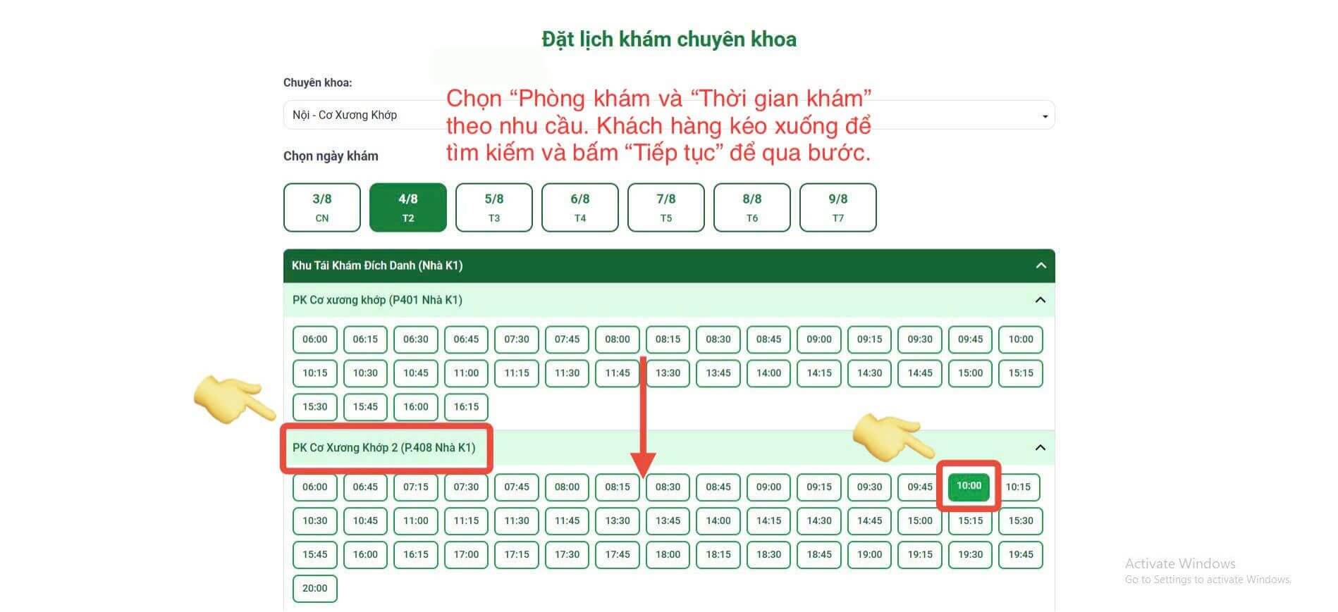 Đặt lịch khám trên trang Bệnh viện Bạch Mai (Bach Mai Care)