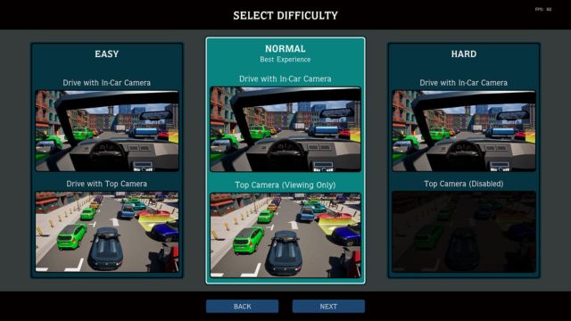 Lựa chọn cấp độ khó trong khi chơi Parking Simulator game