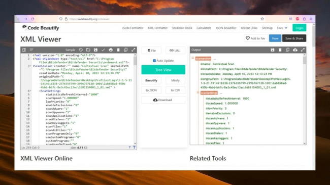 Bên phải là file XML