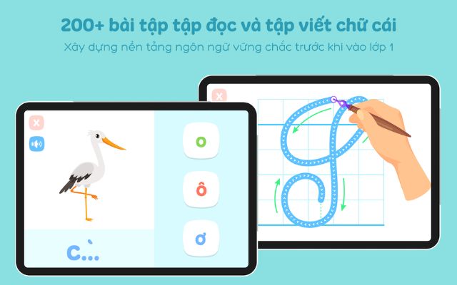 Hơn 200 bài tập, tập đọc và tập viết chữ cái