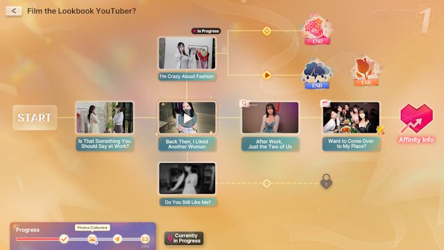 Thu thập Lookbook, mở khóa video bonus và khám phá các route khác