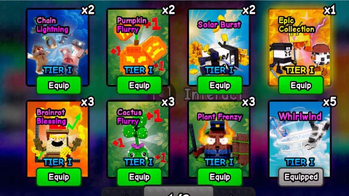 Một số thẻ bài trong Plants vs Brainrots