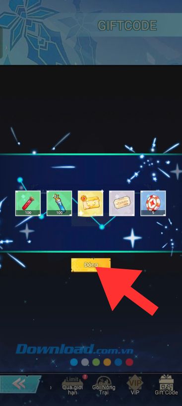 Chạm vào nút Đóng