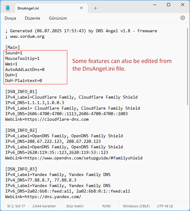 Chỉnh sửa tập tin DnsAngel.ini