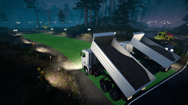 Di chuyển đất bằng máy ủi, nâng dầm bằng cần cẩu, trải và lu nhựa đường,...