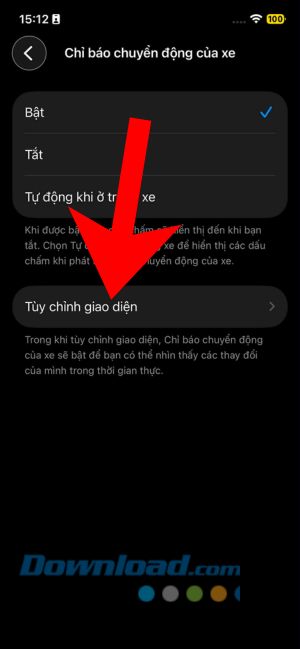 Chạm vào mục Tùy chỉnh giao diện 
