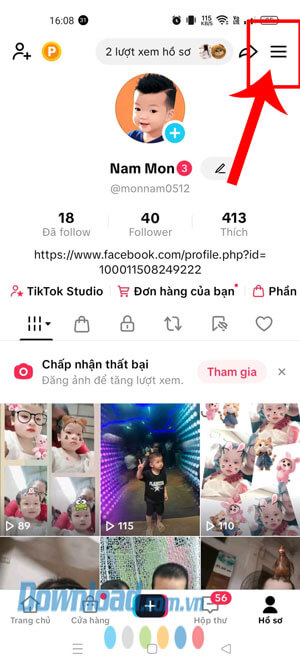 Ấn vào biểu tượng ba dấu gạch ngang