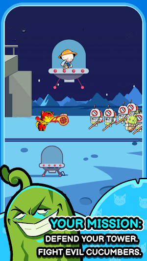 Nhiệm vụ của bạn là phòng thủ tháp, chiến đấu với đám dưa chuột xấu xa