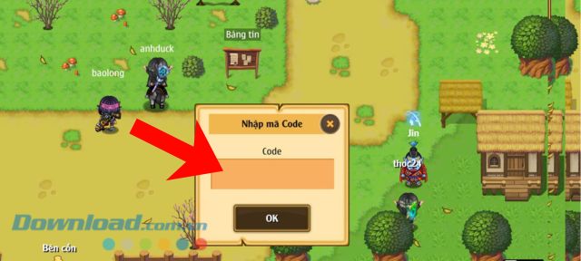 Nhập mã giftcode và ấn nút OK