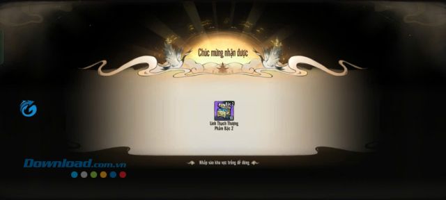 Nhấn vào màn hình, để nhận những trang bị