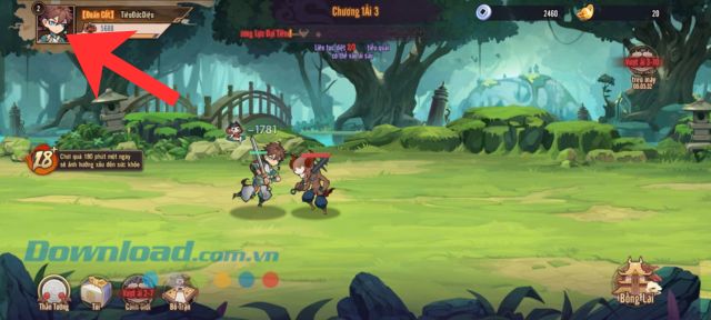 Ấn vào biểu tượng tài khoản