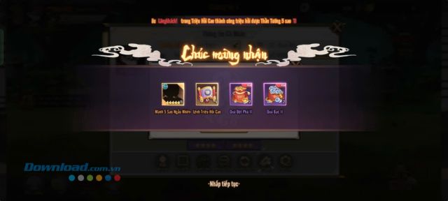 Nhấn vào màn hình để thu thập phần quà.