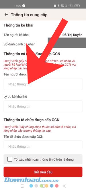 Nhấp đầy đủ thông tin