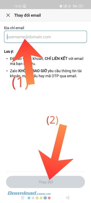 Nhập địa chỉ email khác