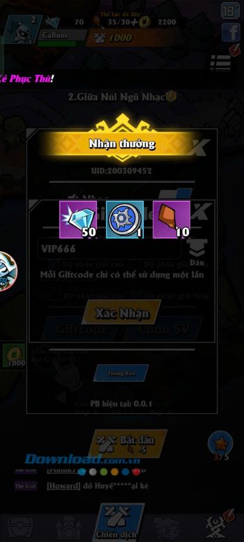 Chạm vào màn hình để nhận quà