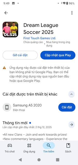Tìm kiếm game "DLS" hoặc " Dream League Soccer" trên Google Play