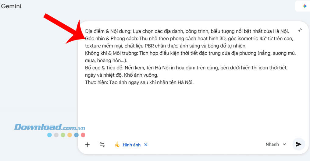 Nhập mẫu câu lệnh ở phía bên trên tại ô hộp thoại