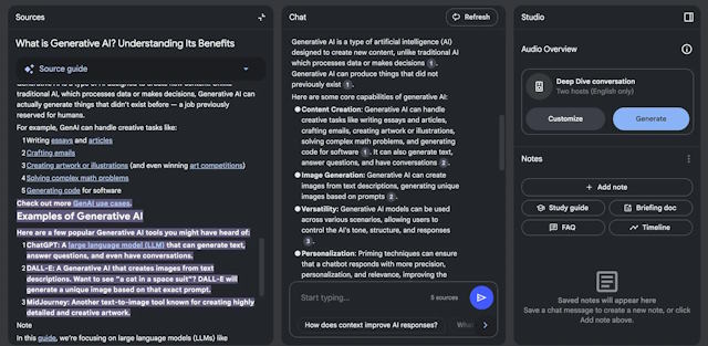 NotebookLM sẽ xây dựng một AI riêng cho tài liệu bạn tải lên