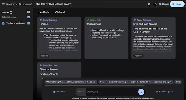 NotebookLM có thể tạo dựng ý tưởng theo yêu cầu của bạn