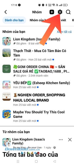 Nhấn vào biểu tượng cài đặt