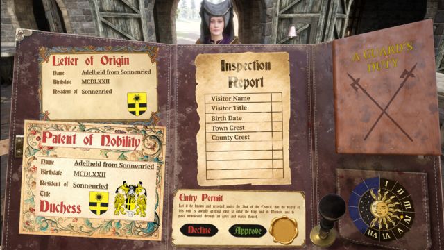 Kiểm tra giấy tờ và quyết định ai được qua cổng thành, ai không