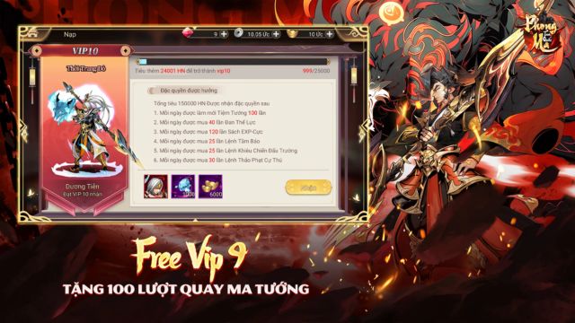 Free VIP9, tặng 100 lượt quay ma tướng