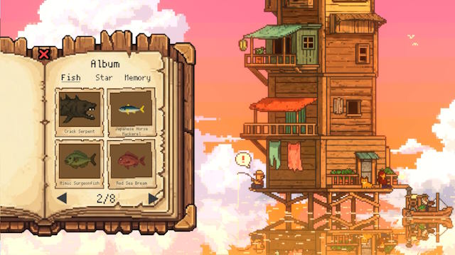 Sử dụng cá và gỗ thu thập được từ việc câu cá để mở rộng nhà