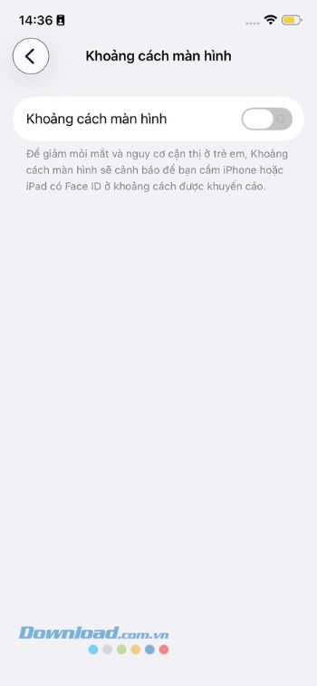Đã tắt chế độ cảnh báo iPhone quá gần