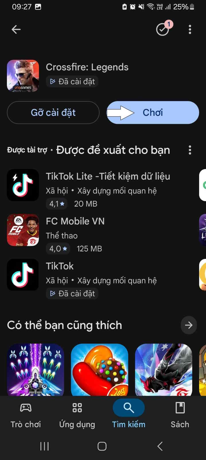 Mở game Crossfire Legends trên mobile