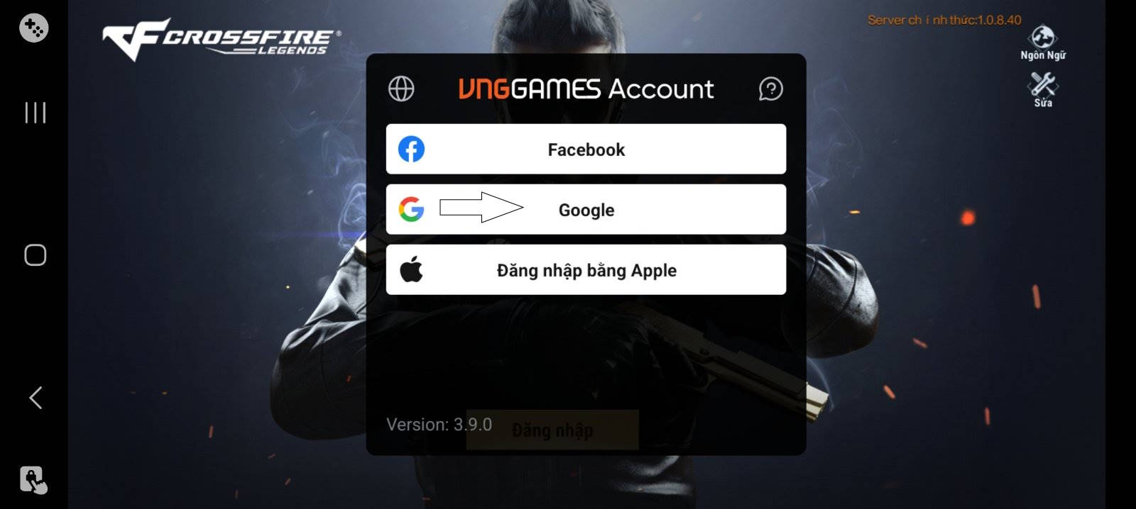 Đăng nhập Crossfire Legends Mobile